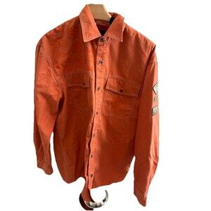 Vtg Timberland TBL-73 Orange Canvas Jacket CAT & Floral Embroidery Women’s S